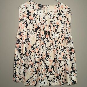 Jones New York Women's Floral Sleeveless Blouse - Black, Cream, and Peach 3X EUC